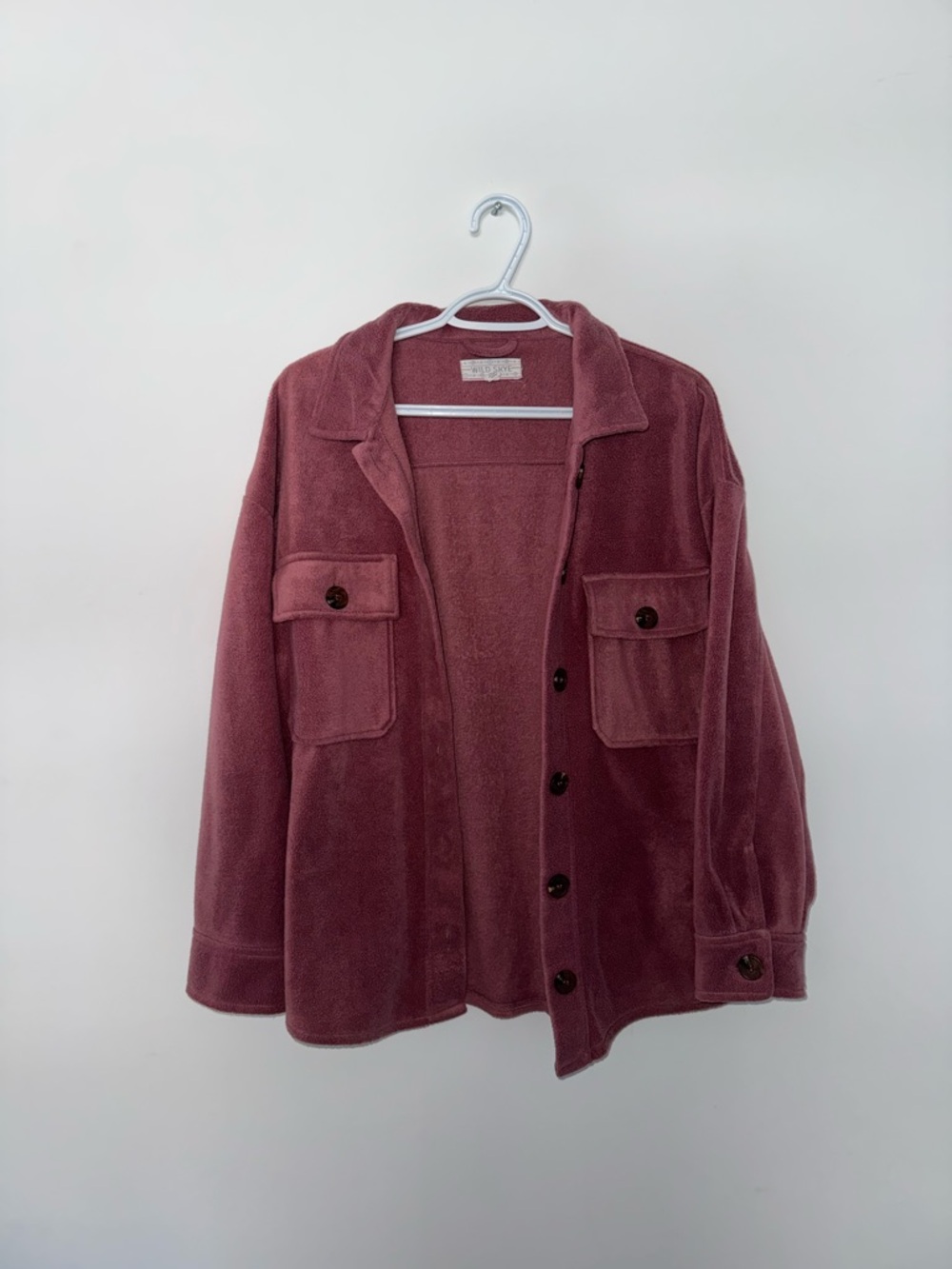 Cozy Button-Front Teddy Jacket in Dusty Rose